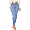 ADMAY 2023 nuovi jeans sportivi da donna in vita culo con bottone colombiano a pressione alta jeans tasche 5 pantaloni di sollevamento taglie forti leggings taglie forti sotto i 10 anni, Azzurro, L