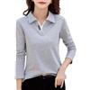 REHJJDFD Polo da donna a maniche lunghe tinta unita primavera autunno cotone tinta unita cintura t-shirt patchwork, Come Pic2., M