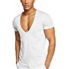 CJINSON Palestra Bodybuilding Top Uomo Tinta unita Profondo V Collo Muscolo Fitness T-shirt Manica Corta, bianco, XXL