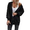 Generisch Maglione invernale a maglia solida sciolto casual donna top cappotto norvegese cardigan donna, Nero , S