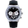 NUOVO - Orologio da polso da uomo, cronografo, cinturino in pelle, nero-argento, analogico, al quarzo con datario