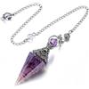 Hundredweat Zimoer Pendolo Ametista, Pendolo Di Cristallo Esagonale,Pendolo Esoterico,Pendolo di Cristallo Esoterico Vintage per Divinazione,Chakra Reiki,Per Divinazione, Meditazione Chakra,Reiki