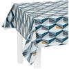 LILENO HOME Tovaglia lavabile al metro, 100 x 140 cm (bordo tagliato), motivo geometrico blu, tovaglia cerata, impermeabile, ideale come tovaglia o runner da tavola per tenda da birra