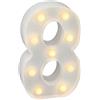 JANDEI - Lettere LED, Numeri Luminosi, Figura a Cuore, 22cm, con Luce Calda per Decorazione e Atmosfera, Luci Notturne Scrivania, Compleanni, Matrimoni, Vetrine. Funzionano con batterie AA (8)