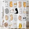 Hnmdmyi Tenda da doccia Gatto 180x180, Divertente Animale Cartoon Gattino Colorato Bellissimi Animali Bambini Ragazzi Ragazze Tenda da bagno Impermeabile Poliestere Tessuto Lavabile Tenda da bagno