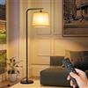 SUWIN Lampada da Terra, Piantana Dimmerabile Moderna con Telecomando Magnetico, Lampada da Terra Salotto con Paralume in Lino Beige, Lampadina E27, per Soggiorno, Camera da Letto, Ufficio