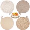 Hshenjhu Set di 4 Rotonde Tovagliette Americane lavabili e Sottobicchieri, Tovagliette Non-scivolose Resistenti al calore, tovagliette in stile bohémien per la cucina e la tavola (Grigio Beige)