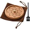 VntMQP Set portatile per bruciatore di incenso in legno a forma di loto con custodia e spazzola per la pulizia, realizzato a mano per decorazioni domestiche, meditazione e yoga (faggio)