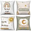 Hnmdmyi Copricuscino Boho 40x40 Set di 4, Astratto Estetico Sole Luna Arcobaleno Decorativo Bambini Copricuscino Minimalista Moderno Lino Cuscino per Divano Giardino Esterno Home Decor