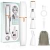 AOOWU 4 in 1 Rasoio Elettrico Donna, Indolore Rasoio Intimo Donna, Ricaricabile Portatile Rasoio Elettrico Corpo Donna, Depilatore Corpo Donna per Viso, Corpo, Soprocciglia e Inguine, Regali per Donne