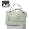 WEPLAN Borsone da Viaggio Donna 45x36x20 Easyjet Borsa da Viaggio Aereo Bagaglio a Mano Borsone Palestra Donna Weekend Ospedale Borsa Sportiva Piscina con Scomparto per le Scarpe,Bianco Verde L