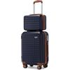 Kono Set di 2 Valigie Rigida 31/57cm Valigia Bagaglio con TSA Lucchetto e 4 Ruote Girevoli (Blu)