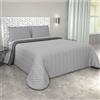 Corredocasa - Trapuntino Primaverile/Estivo Copriletto Trapuntato Quilt Double Face in Morbida Microfibra Piazza e mezza Prodotto in Italia (Grigio Chiaro/Grigio Scuro)