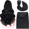 Sindra Extension Capelli Veri Clip Human Hair Extension Nero Jet 50cm 120g 6Pcs Umani Capelli Extension Clip Capelli Veri Naturali Liscio C#1-20