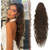 FESHFEN Coda Capelli Extension con Coulisse Lunga Marrone Muschio Ondulati Ricci Posticci Sintetici Coda Cavallo per Donna, 65 cm