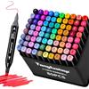 Tongfushop 80 Colori Marcatori a Base d'acqua, Colori Brillanti e Facili da Pulire Pennarelli a Punta Doppia, Elevata Solidità del Colore, Sicura, Marker Pennarelli per Colorare, Fare Schizzi