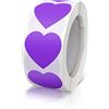 Meitaat Set di 500 adesivi a forma di cuore viola - 25 mm - Piccolo codice colore - Per matrimonio, scrapbooking, regali