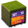 MOHOME Piastrelle Erba Sintetica Esterno Interno Set da 10 Prato Artificiale Incastro Drenaggio Acqua 30 x 30 x 3,2 cm Realistico Pavimento Morbido Terrazza Patio Giardino Balcone Bordo Piscina