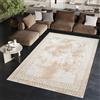 TAPISO Ares Tappeto Pelo Corto Lucido Design Moderno Motivo Astratto Sfumato Cornice Ornamenti Tonalità Beige Scuro Salotto Sala Camera Soggiorno Sicuro OEKO-TEX. 80 x 150 cm