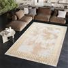 TAPISO Ares Tappeto Pelo Corto Lucido Design Moderno Motivo Astratto Sfumato Cornice Ornamenti Tonalità Oro Beige Salotto Sala Camera Soggiorno Sicuro OEKO-TEX. 80 x 150 cm