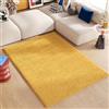 TAPISO Essence Tappeto Shaggy a pelo lungo nero tinta unita morbido moderno design rettangolare soggiorno camera da letto ÖKOTEX, Polipropilene, giallo senape, Rechteck 140 x 200 cm