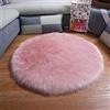 Insun Tappeto in Finta Pelle di Pecora Pelo Lungo Scendiletto Rotondo Tappeti Antiscivolo per Soggiorno in Camera da Letto Divano rosa chiaro 50cm Diametro
