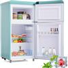 Generic Frigorifero retrò 72 litri doppia porta superiore e inferiore con volume congelatore di 21 litri frigorifero combinato 120 kWh/anno mini frigorifero azzurro