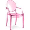 Iconik Interior Ghost Style - Sedia da pranzo trasparente, design con braccioli, Luigi XIV rosa trasparente