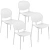Baroni Home Set 4 Sedie in Plastica Bianca - Impilabili, Senza Montaggio, Facili da Pulire, con Gommini Antiscivolo, per Cucina, Soggiorno, Sala da Pranzo, 46x50x80 cm