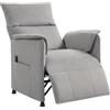 HOMCOM Poltrona Relax Elettrica Reclinabile Silenziosa, Poltrona Reclinabile Elettrica 160° per Anziani in Tessuto con Funzione Memory, Telecomando, Poggiapiedi per Soggiorno, Camera e Ufficio, Grigio