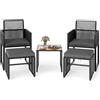 COSTWAY 5 Pezzi Set da Esterno in Rattan PE, Set Mobili da Giardino con Cuscini, Sedie Poggiapiedi e Tavolino da Caffè, Poltrone Lounge Salvaspazio per Balcone, Piscina e Cortile