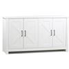 Brigros WeHome - Credenza Cucina Con 4 Ante, Credenza Soggiorno Bianca 150x40x80 Cm, Mobiletto Ingresso Con Maniglie Cromate, Mobile Cucina, Madia Soggiorno Moderna