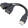 Generico Splitter USB 1 ingresso 2 uscite, splitter USB 2.0 - Cavo a Y Splitter porta USB Splitter a Y USB | Cavo sdoppiatore USB versatile, da USB femmina a USB maschio per tastiera, stampante, laptop