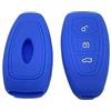 TopBest Cover Guscio Chiave Compatibile Con Ford Fiesta Focus Galaxy Fusion Mondeo B-Max C-Max S-Max Kuga Ecosport Tourneo Silicone Gomma 3 Tasti Portachiavi Custodia Morbido Protezione Telecomando Auto (blu)