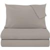 KASANOVA Set lenzuola matrimoniale in raso di cotone 100% - completo letto 4 Pezzi, morbido e traspirante, effetto seta (Grigio)