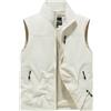 Generisch Gilet da trekking da uomo, senza maniche, con colletto alto, per il tempo libero, con tasche multiple, sottile, leggero, per la pesca, bianco, M