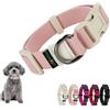 Playexen Collare Cane, Collare Regolabili in Morbido Cotone per Cani & Gatto Taglia Piccola Media Grande, Collari per Cane Personalizzato con Medaglietta Rimovibile, 25-40/2,0cm (S), Rosa Pallido
