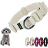 Playexen Collare Cane, Collare Regolabili in Morbido Cotone per Cani & Gatto Taglia Piccola Media Grande, Collari per Cane Personalizzato con Medaglietta Rimovibile, 25-40/2,0cm (S), Beige