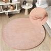 TAPISO Cuddle Tappeto Rotondo Soggiorno Antiscivolo Lavabile Morbido Pelo Lungo Shaggy Design Moderno Monocolore Tonalità Rosa Chiaro Tinta Unita Cameretta Sala OEKO-TEX 100 x 100 cm