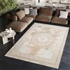 TAPISO Ares Tappeto Pelo Corto Lucido Design Moderno Motivo Astratto Sfumato Cornice Cerchio Sfumature Oro Beige Bianco Scuro Salotto Sala Camera Soggiorno OEKO-TEX 80 x 150 cm