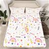 Aozhiswe Lenzuolo con Angoli Una Piazza e Mezza Bambina Carina Lenzuola Sotto 3D Arcobaleno Microfibra Coprimaterasso 120x200 cm Profondità 30cm per Letti 1 piazza e Mezza 8858r