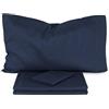 Morbidissimi Set lenzuola Completo letto, Sotto + Sopra + federa, No Stiro, Colore Blu, Una piazza e mezza, Tinta Unita in Microfibra, Made in Italy J605