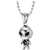 COOLSTEELANDBEYOND Alieno Collana con Pendente da Uomo Donna, Ciondolo Teschio, Acciaio, Argento, Palla Catena 60CM, Carino