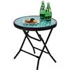 PHIVILLA - Tavolino rotondo pieghevole in vetro e metallo, tavolo da caffè, piccolo tavolino da balcone, resistente alle intemperie, facile da pulire, per balcone, giardino, terrazza, soggiorno