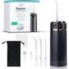 ZENT Idropulsore dentale portatile, Irrigatore orale da viaggio, Tecnologia rotante avanzata 360°, 3 testine speciali, Pressione regolabile, Rimozione della placca, Dimensioni compatte, Nero