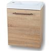 Home36® Set di mobili da bagno Fantasy, 40 x 22 x 12 cm, set con lavandino in ceramica con mobiletto, lavabo, mobiletto da bagno, armadietto per il bagno, WC, set di mobili da bagno (3° quercia)