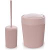 Inbagno Set Accessori Bagno 2 Pezzi Colorati Rosa, scopino Bagno e pattumiera 4,2 Lt, in Resina, Linea Ring
