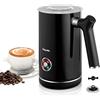 Pukomc Montalatte elettrico, montalatte 4 in 1 per latte caldo e freddo, 2 fruste per latte, cappuccino, macchiato, 500W, nero, 8oz/240ml