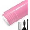 GRTHTATI 30cm x 150cm Pellicola Adhesiva per Auto Pellicola Wrapping Pellicola Protettiva per Auto, Moto, Bici (Rosa Lucido, 30cm x 150cm)