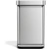 simplehuman CW2080 Cestino Rettangolare con Pedale e Porta Sacchetti, pattumiera da Cucina, Acciaio Inox Spazzolato con Coperchio in plastica Grigia, 45 L